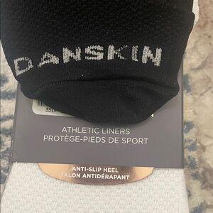 Danskin Black Athletic Liner Socks with White Logo - Low-Cut Anti-Slip Heel